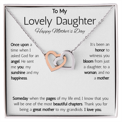 Interlocking Hearts Necklace - To My Lovely Daughter Happy Mother's Day
