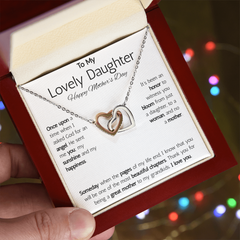 Interlocking Hearts Necklace - To My Lovely Daughter Happy Mother's Day